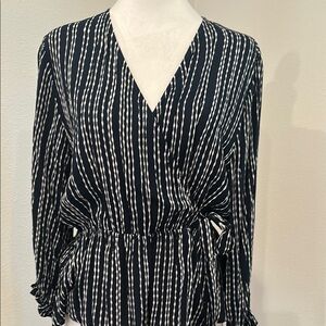 Arrays Navy and White Striped Blouse